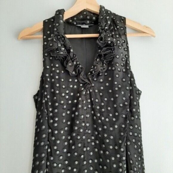 AX ARMANI EXCHANGE / Polka-Dot Sleeveless Dress Textural Dot & Rufle Design Sz S - Picture 3 of 9